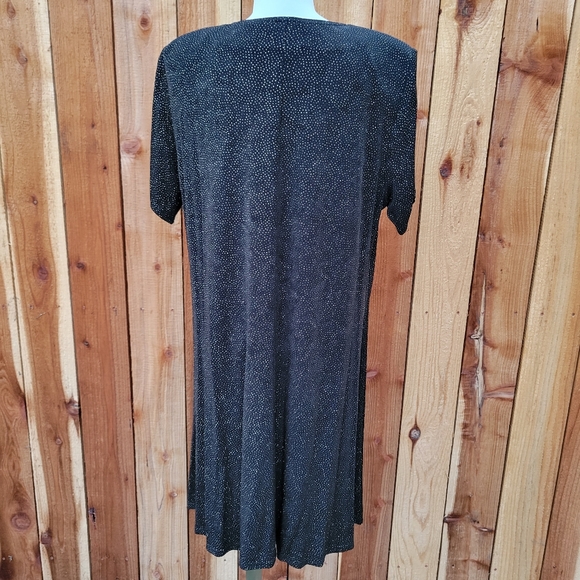 Black Sparkle Slinky Knit Flared Dress Plus Size 18W - Picture 3 of 5